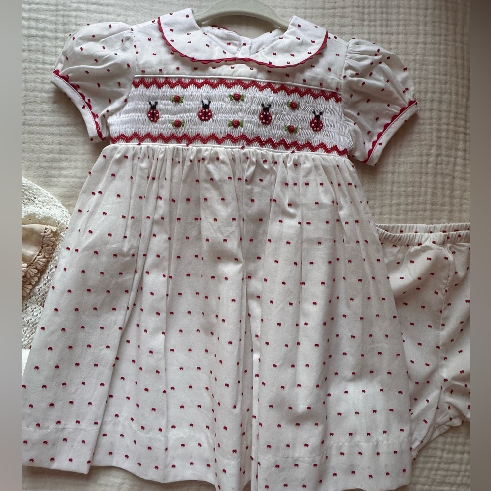 Rachel Riley Ladybug Smocked Dress